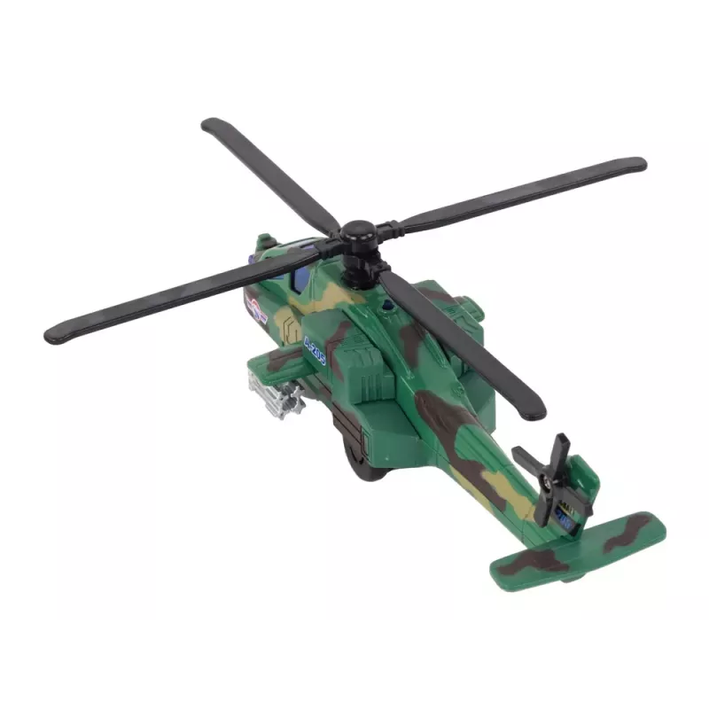 LEAN TOYS helicóptero militar em metal fundido com som e luz