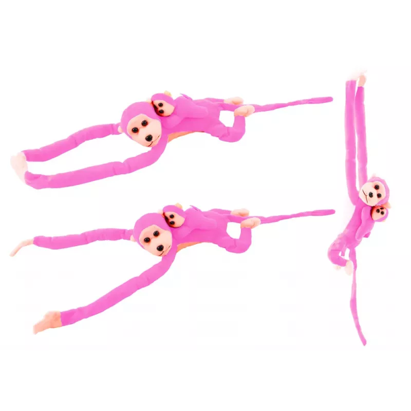LEAN TOYS Macaco de peluche mascote com bebé rosa 90 cm