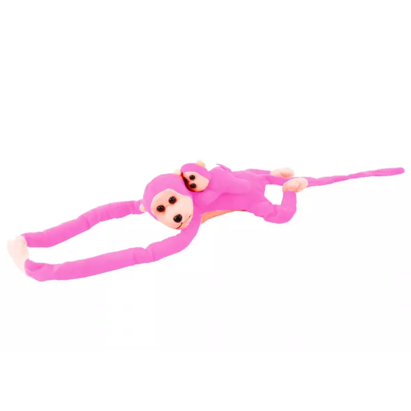 LEAN TOYS Macaco de peluche mascote com bebé rosa 90 cm