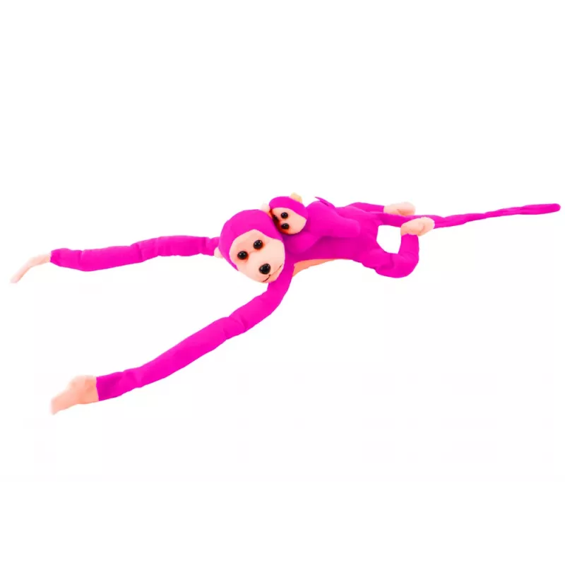 LEAN TOYS Macaco de peluche mascote com bebé rosa-escuro 90 cm