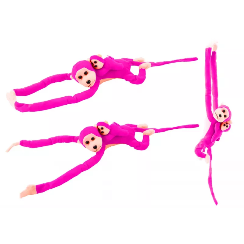 LEAN TOYS Macaco de peluche mascote com bebé rosa-escuro 90 cm