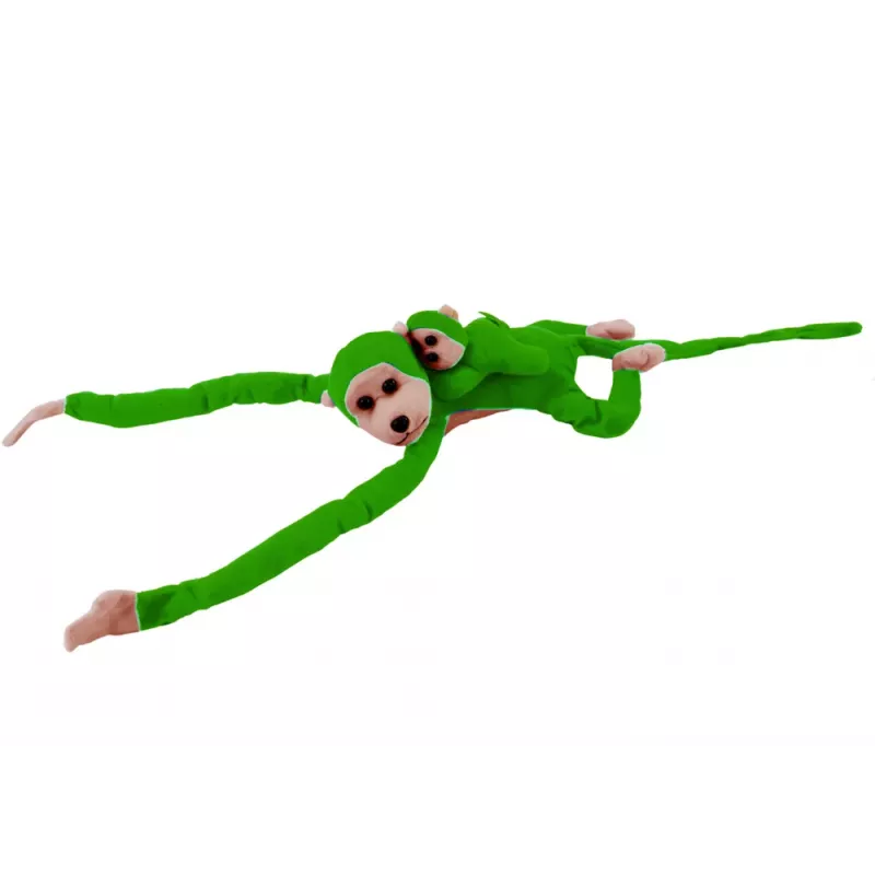 LEAN TOYS Macaco de peluche mascote com bebé verde 90 cm