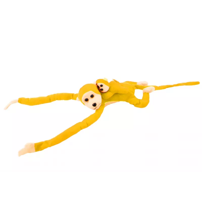 LEAN TOYS Macaco de peluche mascote com bebé amarelo 90 cm