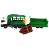 LEAN TOYS Camião com grua tração por fricção sons verde madeira 1:16