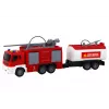 LEAN TOYS Bombeiros com reboque camião de bombeiros 1:16 sons luzes