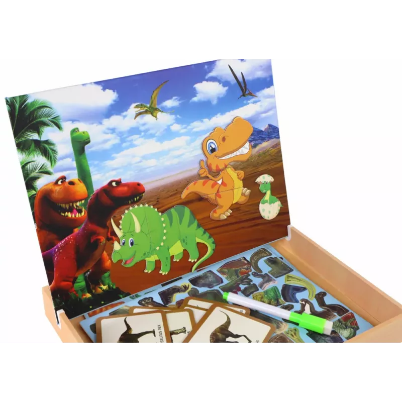 LEAN TOYS Conjunto de puzzle magnético educativo com dinossauros