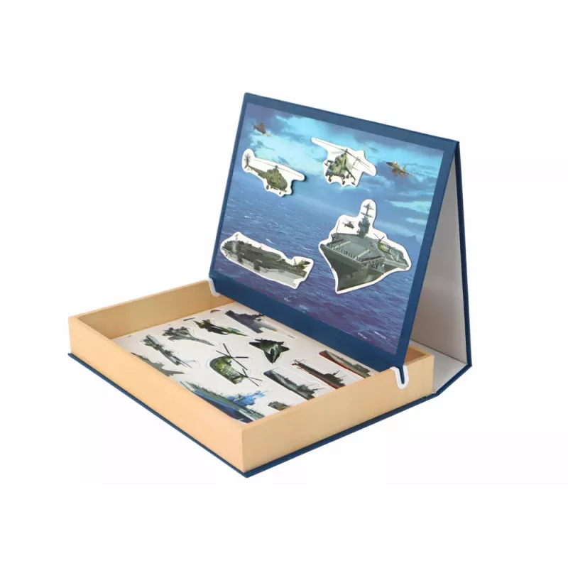 LEAN TOYS Conjunto de puzzle magnético educativo - motivo navio militar, 30 peças, madeira, a partir dos 3 anos