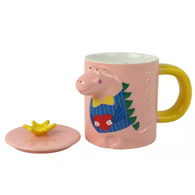 LEAN TOYS Caneca com infusor dinossauro rosa 400 ml