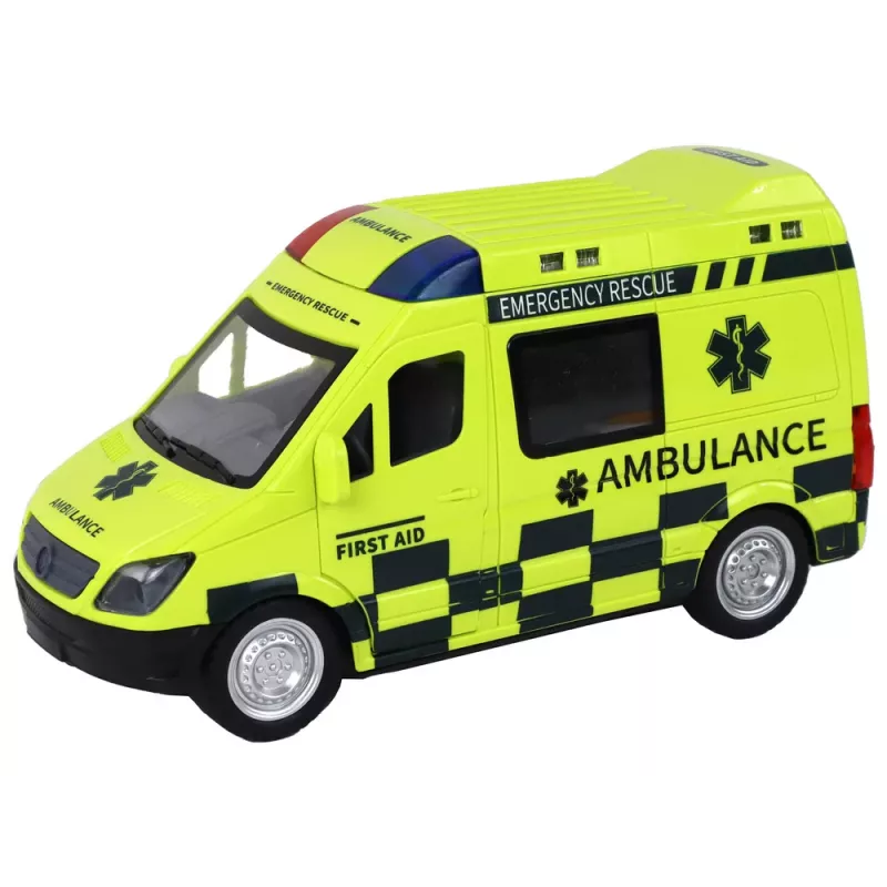 LEAN TOYS Ambulância amarela telecomandada com luzes