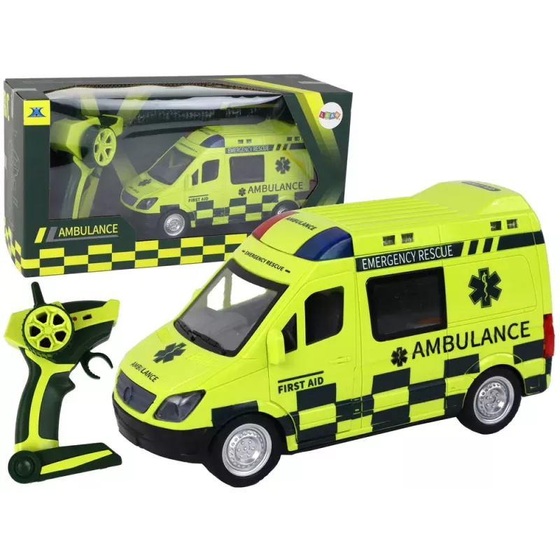 LEAN TOYS Ambulância amarela telecomandada com luzes