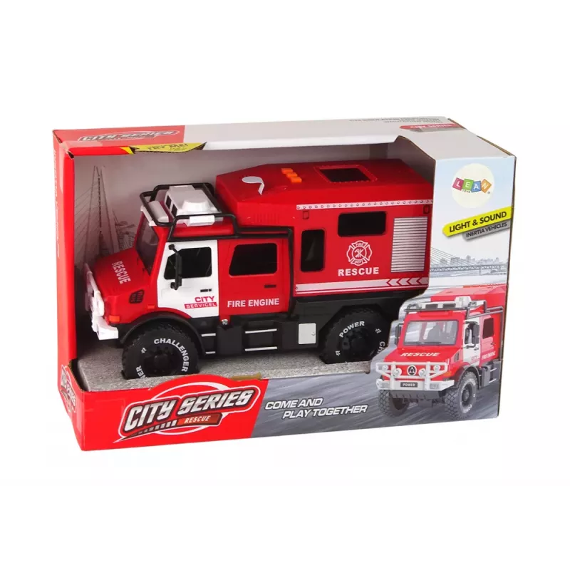 LEAN TOYS Veículo todo-o-terreno bombeiros vermelho portas que abrem sons luzes