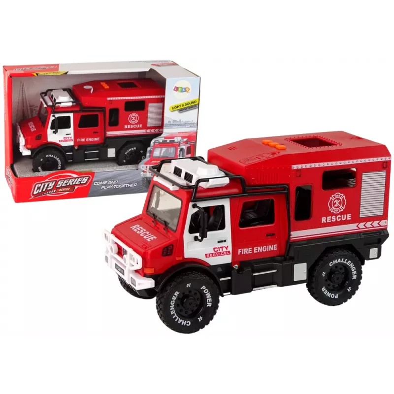 LEAN TOYS Veículo todo-o-terreno bombeiros vermelho portas que abrem sons luzes