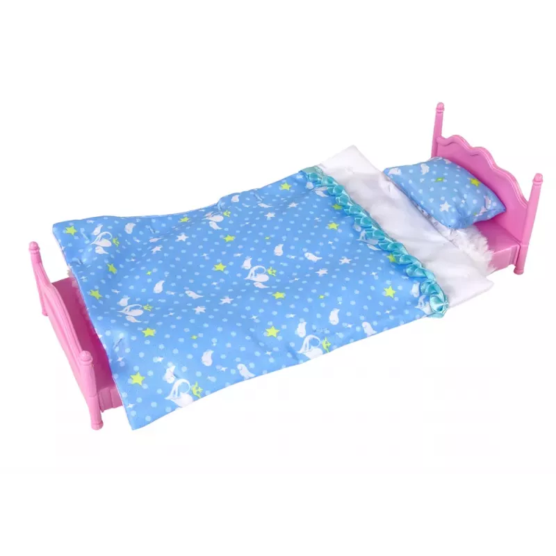 LEAN TOYS Conjunto de mobiliário para bonecas Cama Roupeiro Penteadeira para bonecas de moda de 29-30 cm, rosa, 3 peças