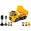 LEAN TOYS Conjunto basculante 1:14 Camião basculante RC com sinais de trânsito, luzes e radar - amarelo