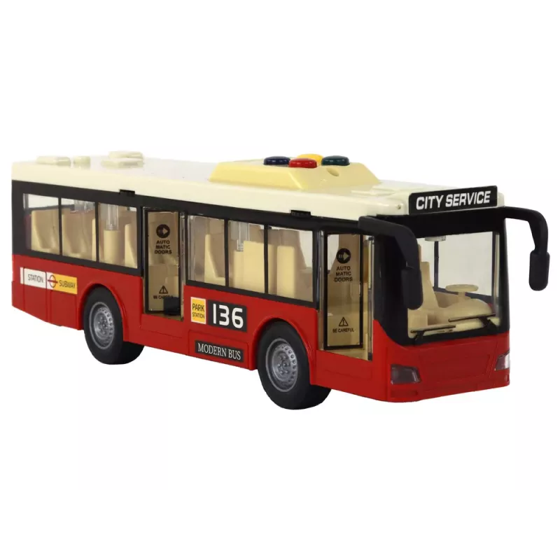 LEAN TOYS Autocarro a pilhas com luz e som - Red City 1:16