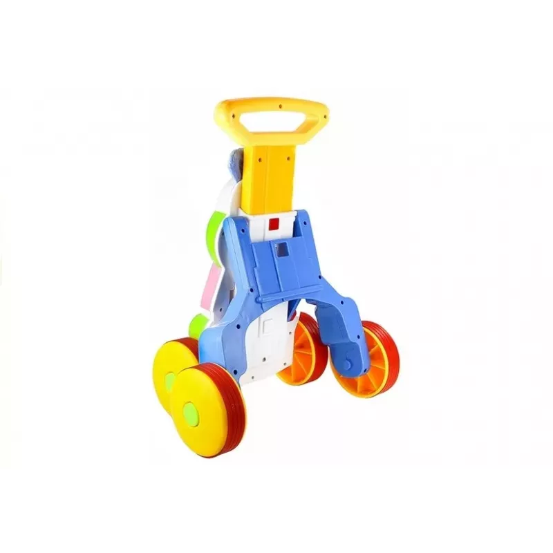 LEAN TOYS Brinquedo de empurrar Hipopótamo para crianças pequenas e bebés com sons, chocalhos, película crocante e espelho