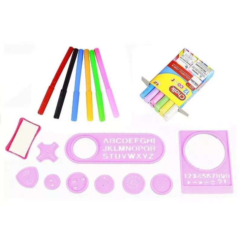 LEAN TOYS Quadro-negro dobrável 2 em 1 - Giz e marcador