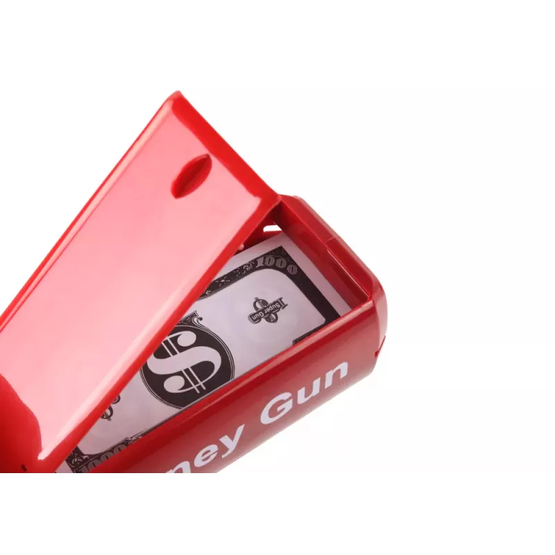 LEAN TOYS Canhão de dinheiro lançador vermelho, notas