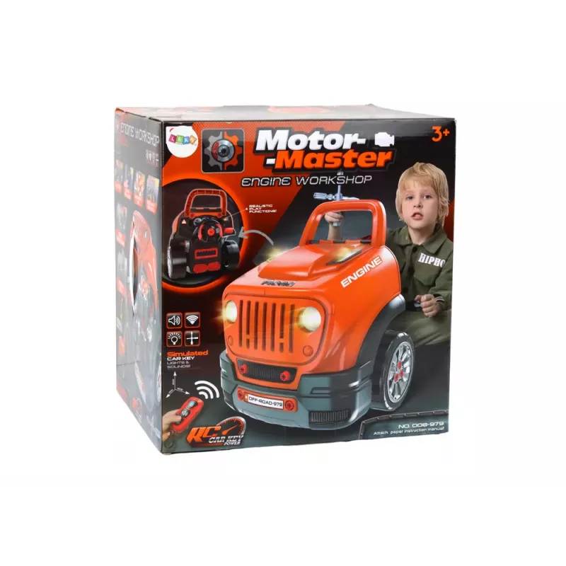 LEAN TOYS motor de carro de oficina para desmontar kit DIY laranja