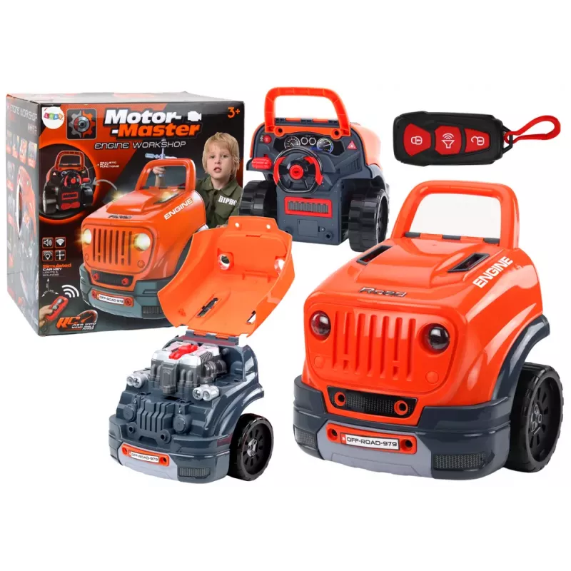 LEAN TOYS motor de carro de oficina para desmontar kit DIY laranja