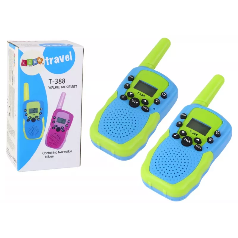 LEAN TOYS conjunto de walkie-talkies verde/azul alcance de 3 km para crianças
