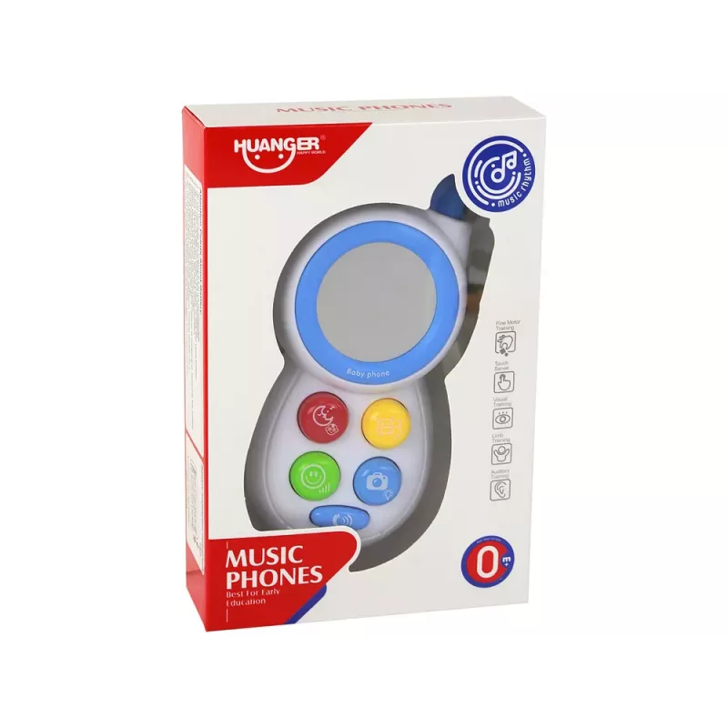 LEAN TOYS telefone interativo infantil azul com luz, som e espelho