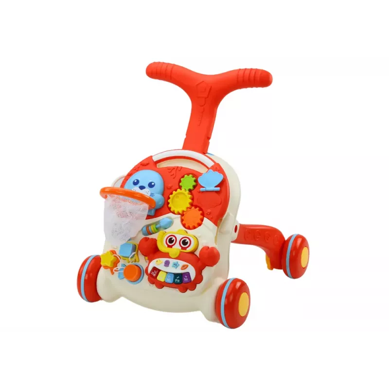 LEAN TOYS brinquedo de empurrar mesa de aprendizagem interativa 2em1 vermelha
