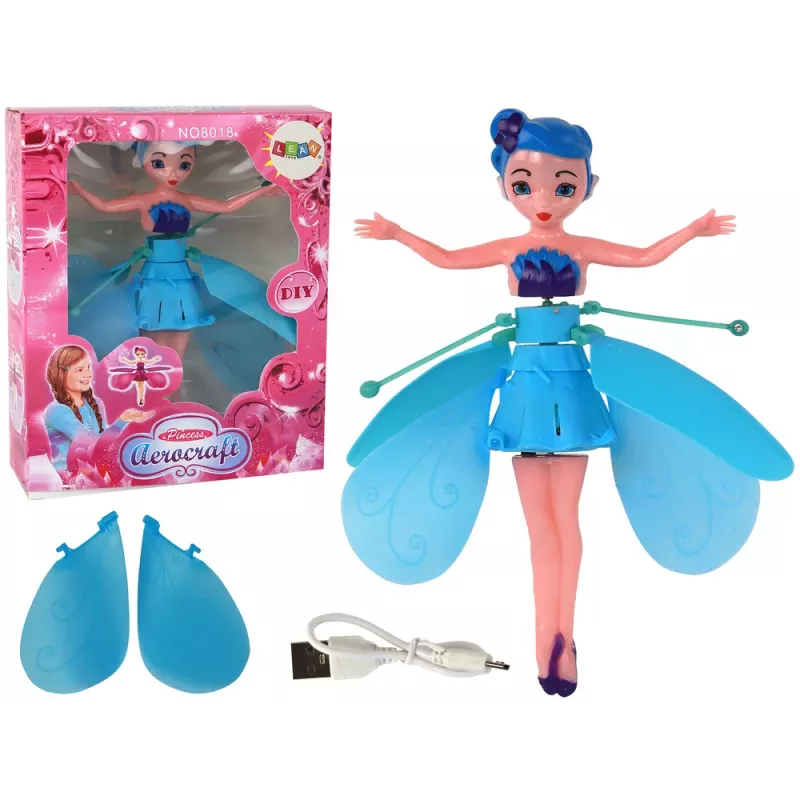 LEAN TOYS boneca fada voadora mágica azul controlada com a mão