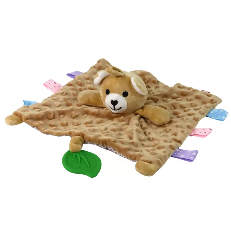 LEAN TOYS Urso de Peluche Cobertor Sensorial de Atividades com Morder e Chocalho