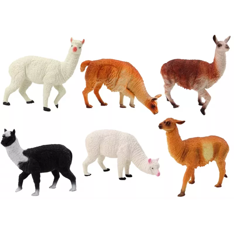 LEAN TOYS Conjunto de Figuras de Quinta de Alpaca Lhama 6 peças Misturado