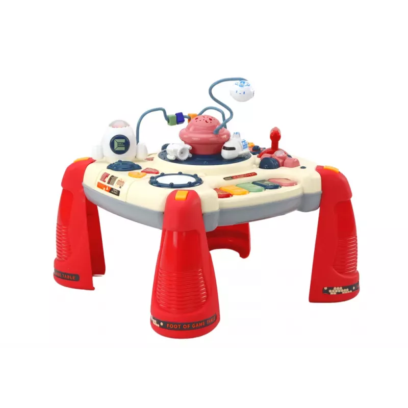 LEAN TOYS Mesa de Aprendizagem Interativa Painel Infantil Piano Space Vermelho