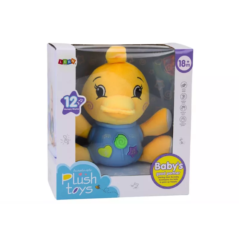 LEAN TOYS Pato de Peluche Interativo Amarelo a Brincar 19 cm