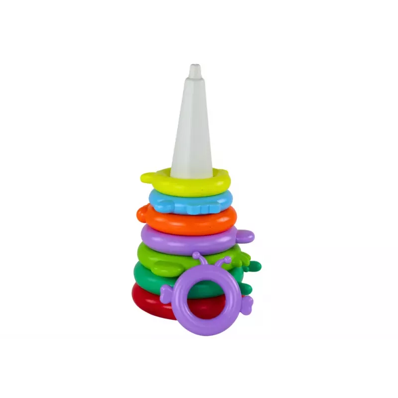 LEAN TOYS Puzzle Pirâmide Girafa 13 Círculos Colorido 43cm x 18cm x 18cm