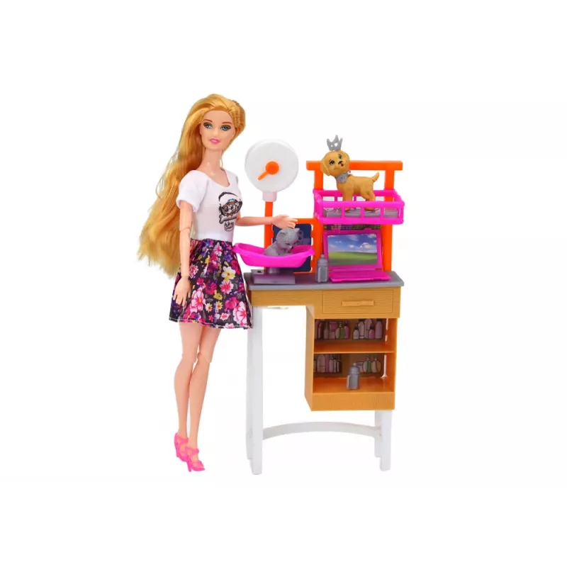 LEAN TOYS Conjunto de Bonecas com Cães, Gato e Acessórios de Veterinário