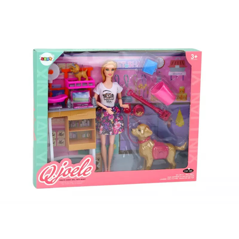 LEAN TOYS Conjunto de Bonecas com Cães, Gato e Acessórios de Veterinário