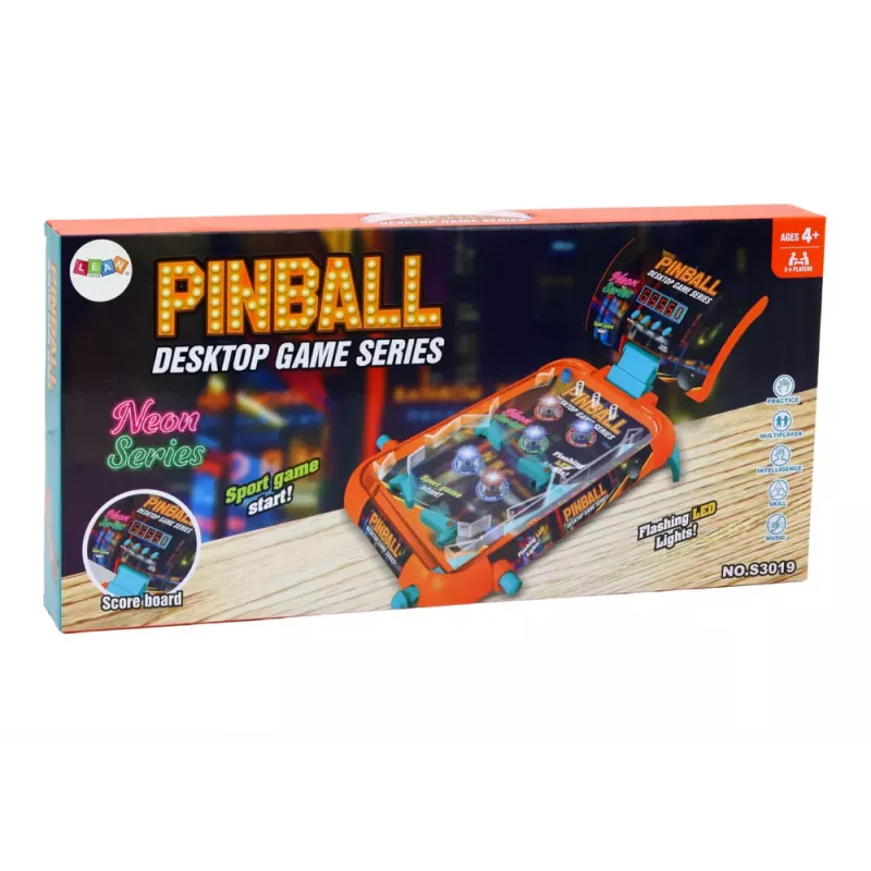 LEAN TOYS Jogo de Arcada Pinball com Luzes LED, Efeitos Sonoros e Painel de Visualização