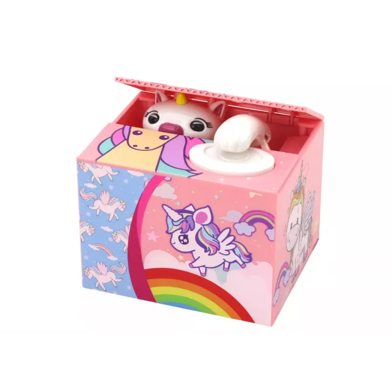 LEAN TOYS Mealheiro Unicórnio Aprender a Poupar Unicórnio Rosa Melodia