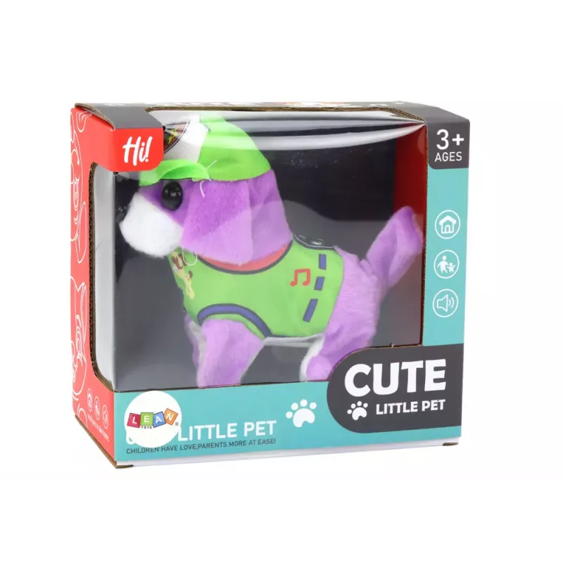 LEAN TOYS Cão de Peluche Animal Interativo Anda a Latir Roxo