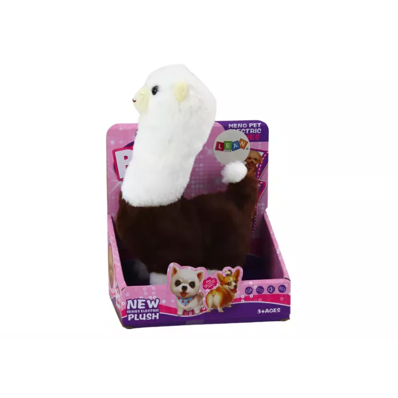 LEAN TOYS Animal de Estimação Interativo que Anda Lhama Alpaca Castanho 23cm