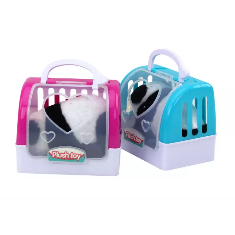 LEAN TOYS Panda de Peluche Interativo em Transportador Rosa-Azul