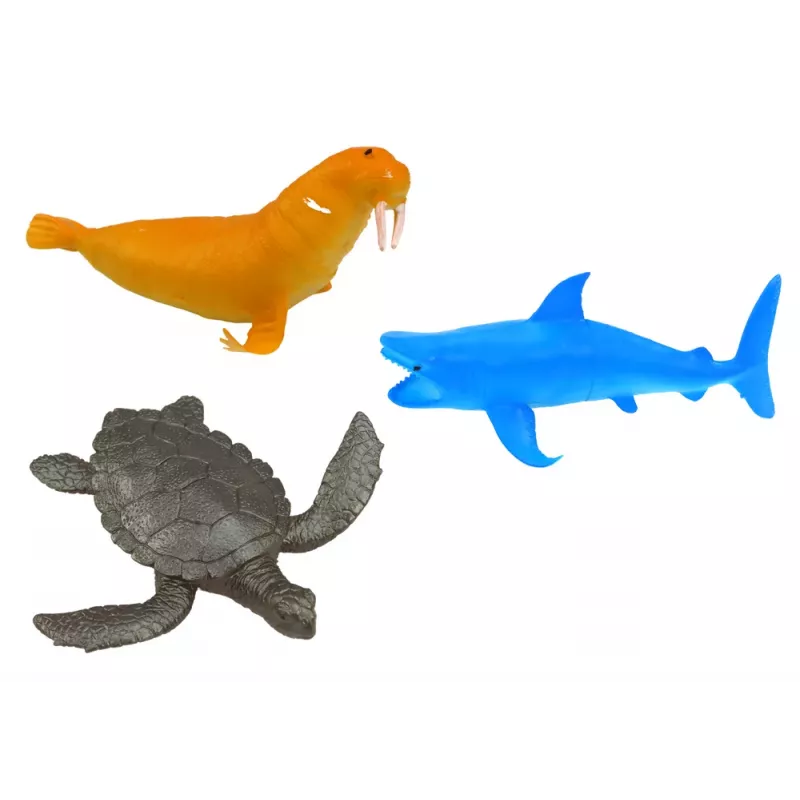 LEAN TOYS Conjunto de Figuras Animais Marinhos Subaquáticos Pinguim Tubarão Caranguejo 10 unid.