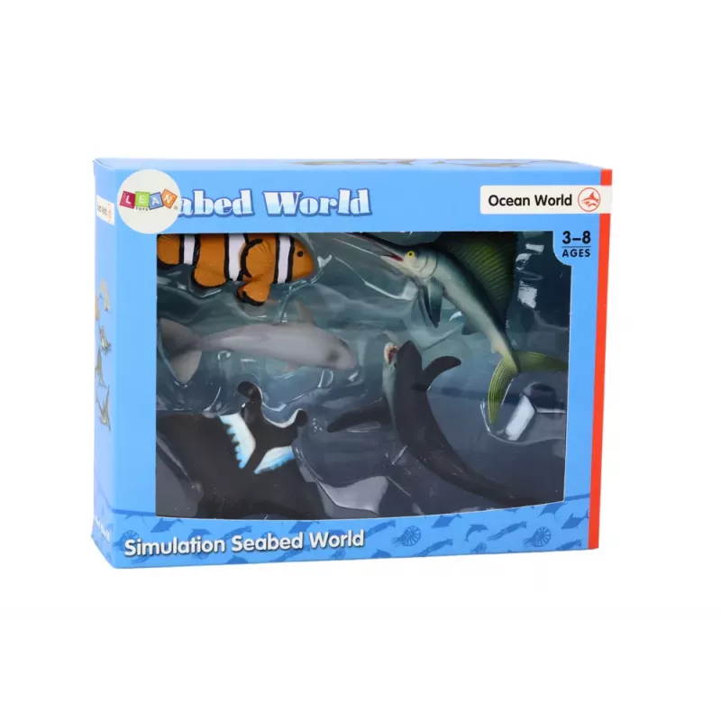LEAN TOYS Conjunto de Figuras de Animais Marinhos Tubarão Golfinho Raias 5 peças