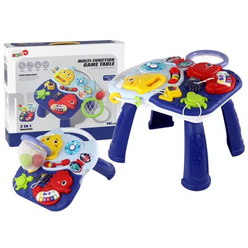 LEAN TOYS Mesa Educativa 2em1 Animais Marinhos Cesto Bolas 32cm x 25.5cm x 23cm