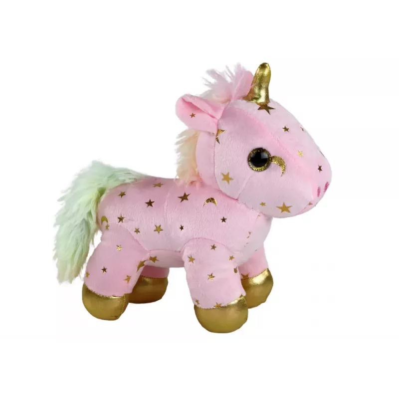 LEAN TOYS Conjunto Unicórnio de Peluche Animal Adormecido Canção de Ninar Rosa com Estrelas