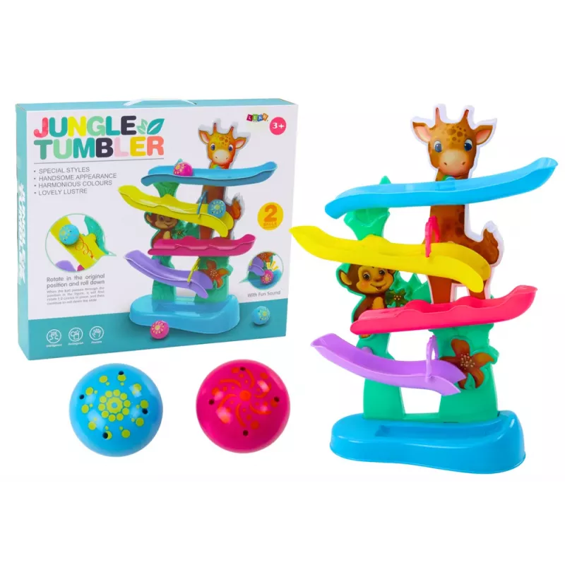 LEAN TOYS Escorrega de Bolas Girafa Macaco Sons Coloridos
