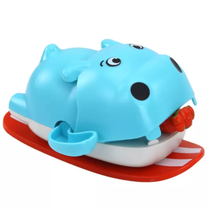 LEAN TOYS Brinquedo de Banho de Corda Hipopótamo Flutuante numa Tábua