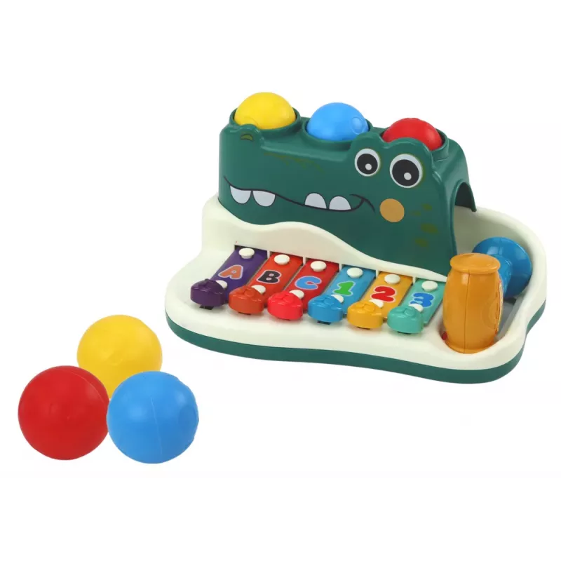 LEAN TOYS Piano de Pratos Crocodilo Órgão Martelo Bolas Instrumento Educativo