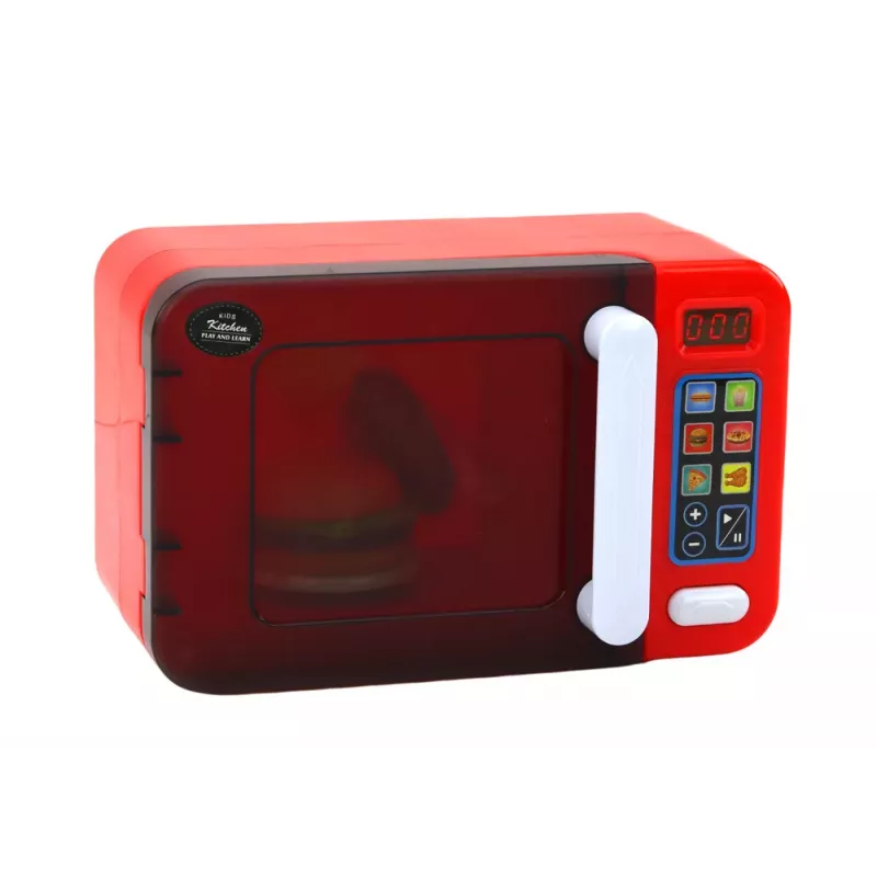 LEAN TOYS Brinquedo Micro-ondas, Micro-ondas Vermelho, Acessórios