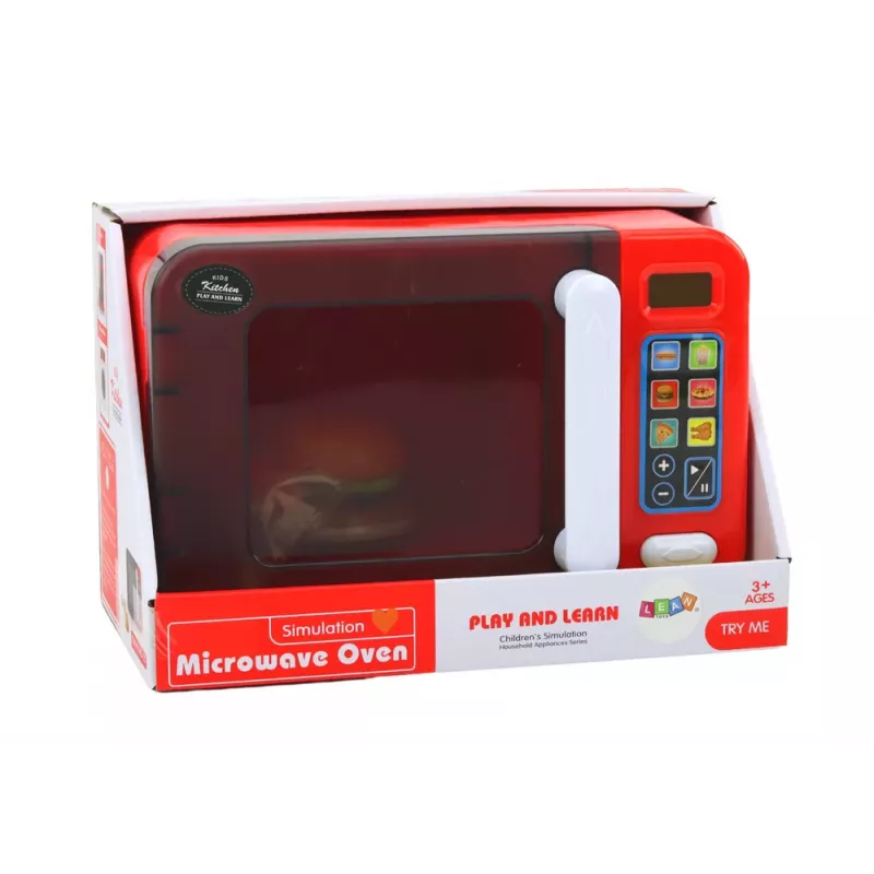 LEAN TOYS Brinquedo Micro-ondas, Micro-ondas Vermelho, Acessórios