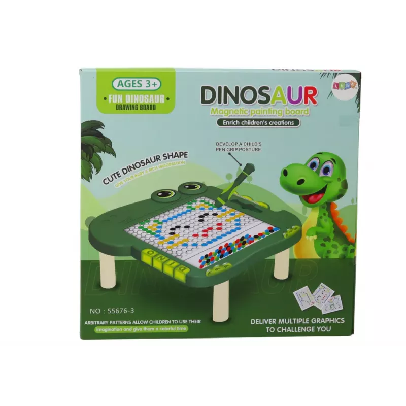 LEAN TOYS Quadro Magnético Educativo Dinossauro Puzzle de Mesa Verde